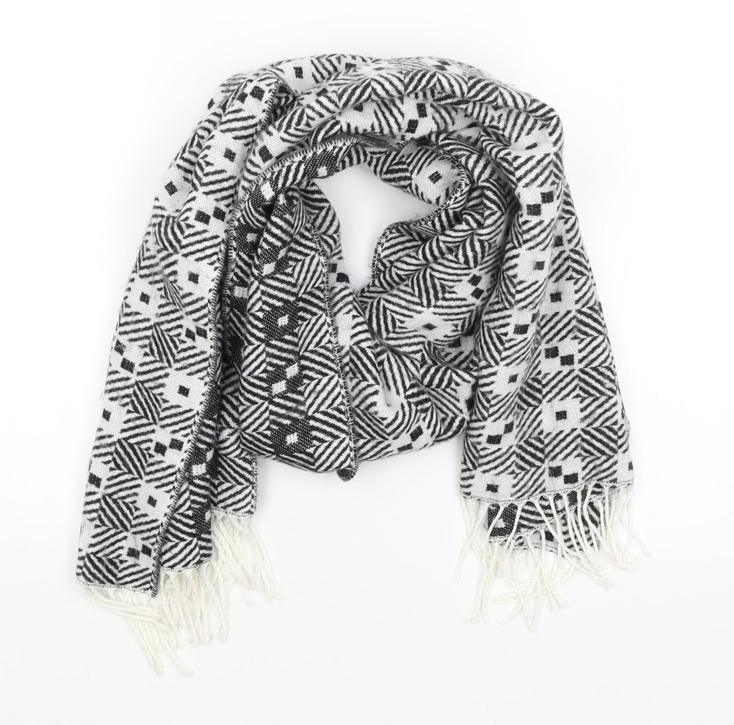Preworn Womens White Geometric Scarf