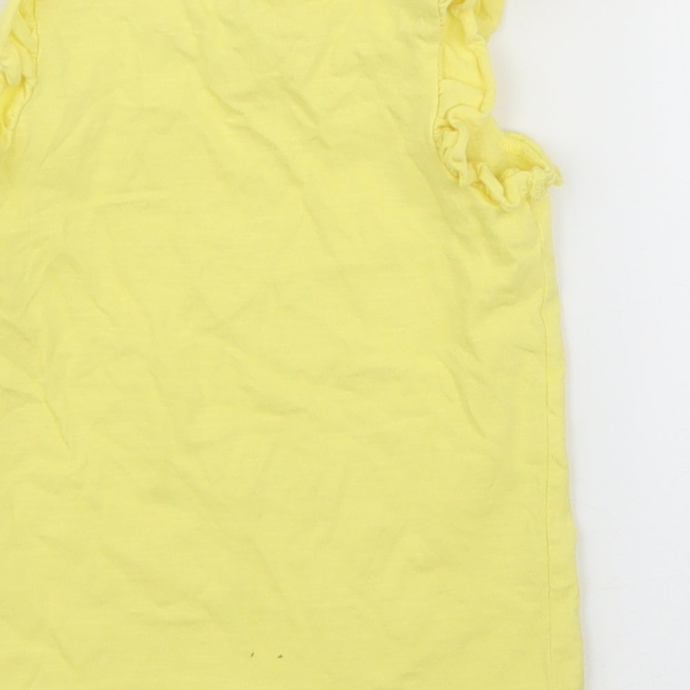 Brand and care label for Matalan girls’ yellow basic t-shirt, size 2, years