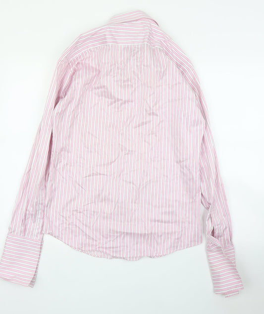 Raymond Shop Mens Pink Striped Button-Up Size M