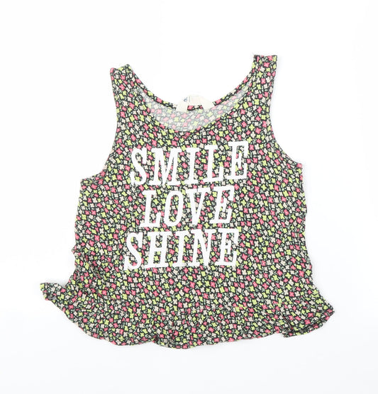 H&M Girls Pink Floral Basic Tank Size 9 Years