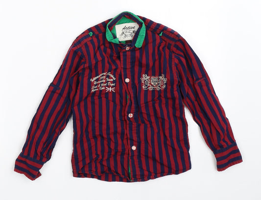Active Boys Red Striped Basic Button-Up Size 2 Years