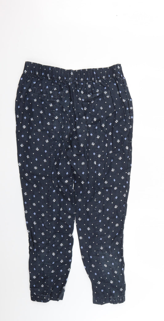 Monsoon Womens Blue Geometric Trousers Size 12 L27 in