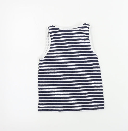 Primark Girls White Striped Basic T-Shirt Size 6-7 Years
