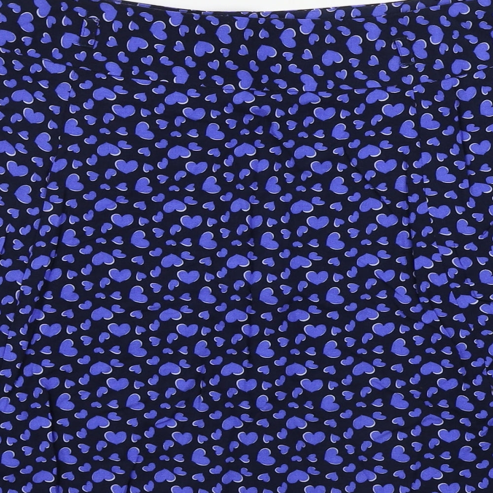 Brand and care label for Papaya women’s blue animal print a-line skirt, size UK 34, in