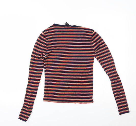FOREVER 21 Womens Multicoloured Striped Basic T-Shirt Size S