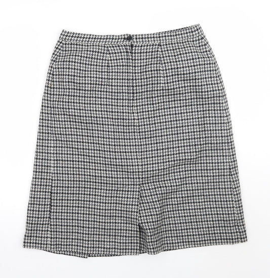 marjori Womens Beige Check A-Line Skirt Size 36