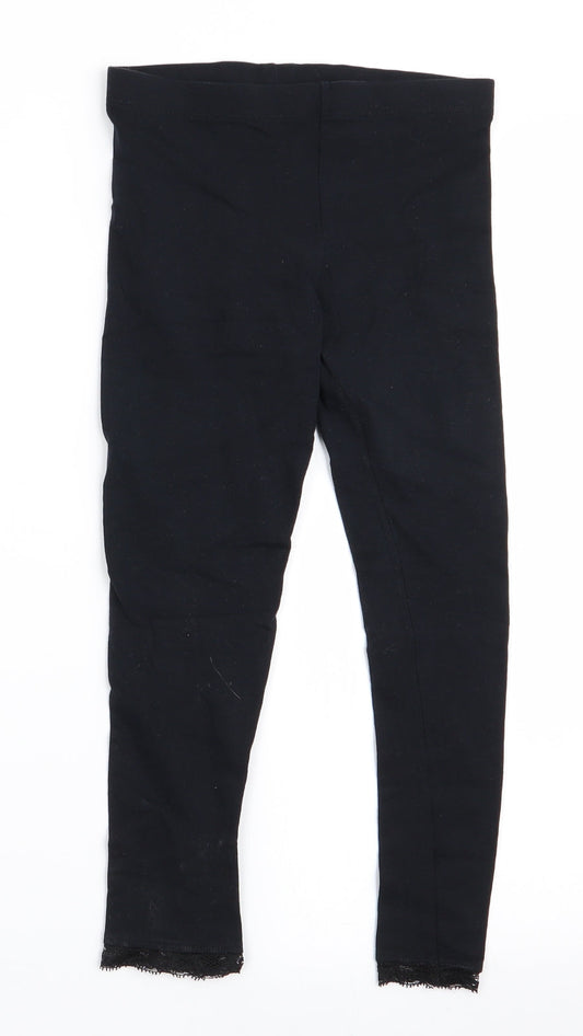 George Girls Black Jegging Trousers Size 8-9 Years - Lace Hems