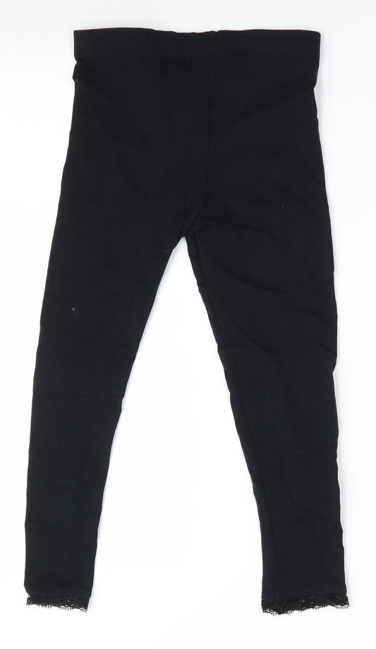 George Girls Black Jegging Trousers Size 8-9 Years - Lace Hems