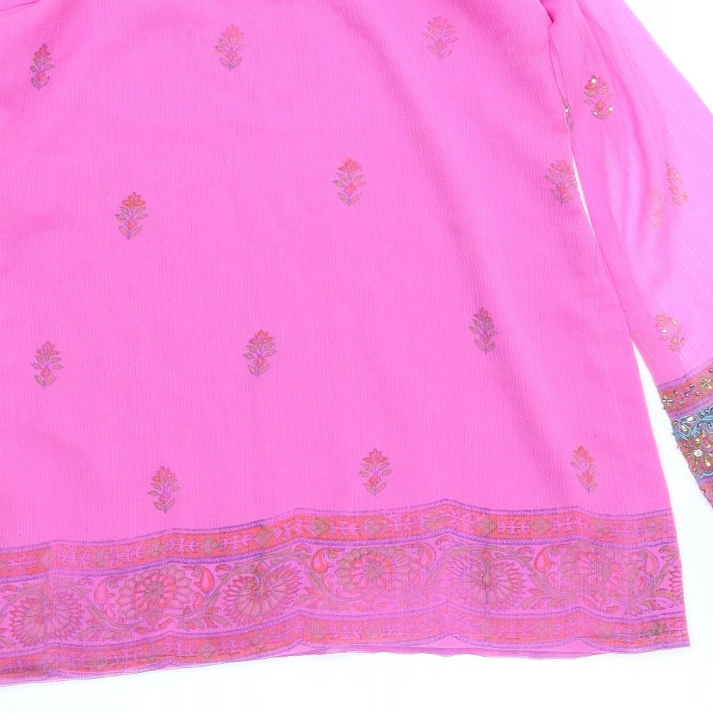 Womens UK Size S Preworn Multicoloured Basic Blouse