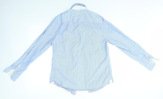 Mens UK Collar Size S EASY 1973 Smart Blue Dress Shirt