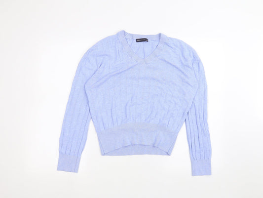 Womens UK Size S Marks and Spencer Blue Basic T-Shirt