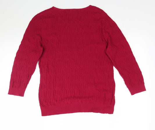 CC Womens Pink Argyle/Diamond Knit Pullover Jumper Size L