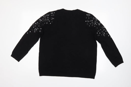 Belle vere note Womens Black Pullover Jumper Size 16