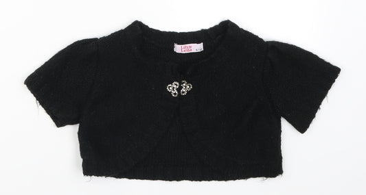 Lily & Leila Girls Black Knit Cardigan Jumper Size 6-7 Years