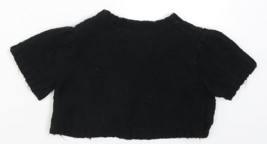Lily & Leila Girls Black Knit Cardigan Jumper Size 6-7 Years