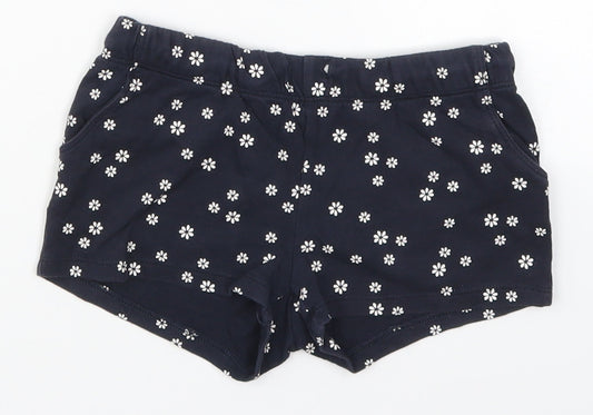 H&M Girls Blue Floral Sweat Shorts Size 6 Years