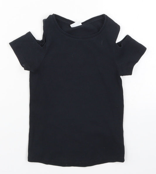 F&F Girls Black Basic T-Shirt Size 7-8 Years