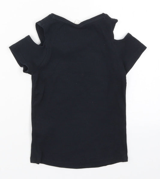 F&F Girls Black Basic T-Shirt Size 7-8 Years
