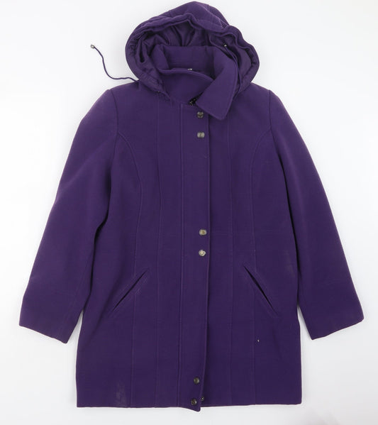 eleganze Womens Purple Pea Coat Coat Size S