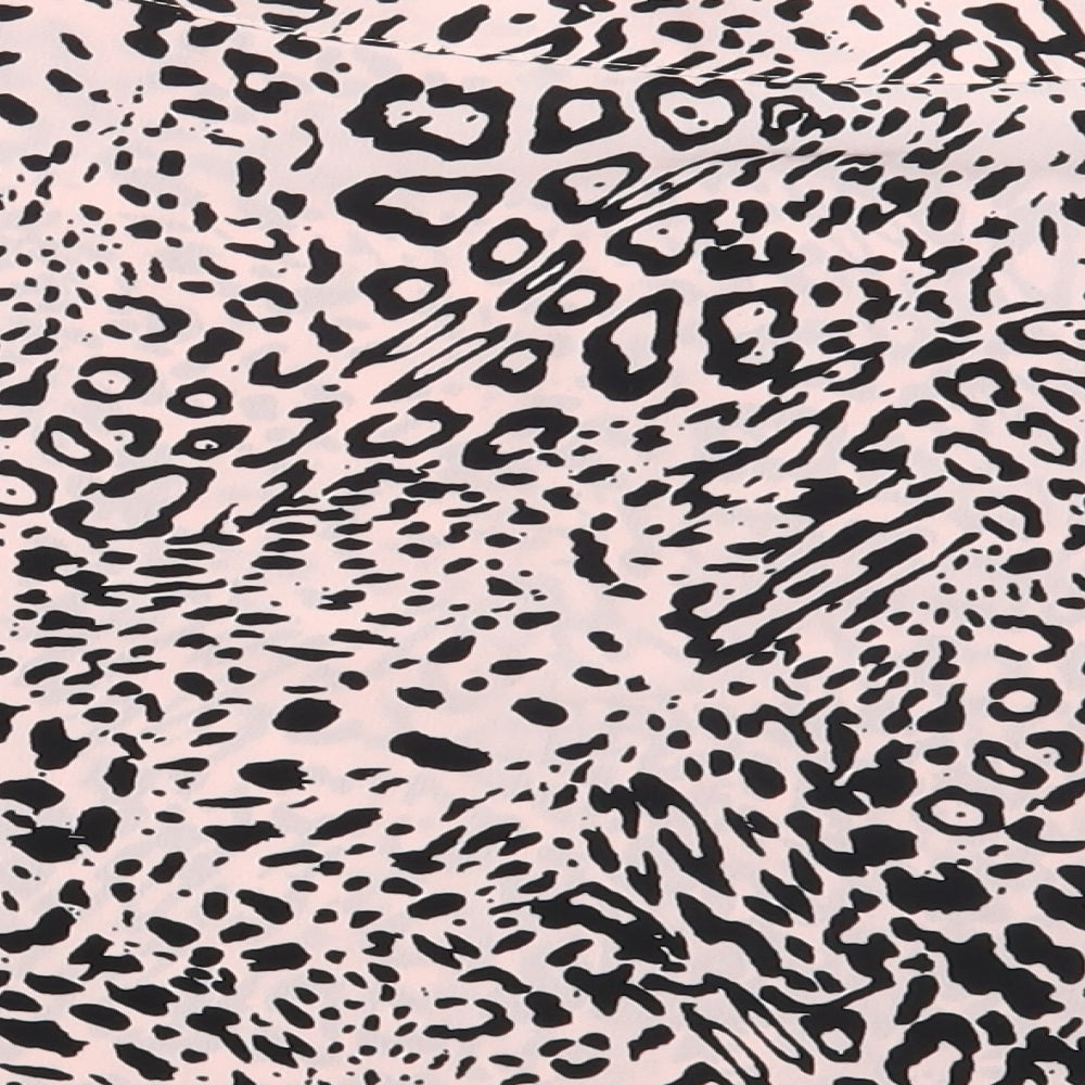 Brand and care label for ASOS women’s pink animal print a-line skirt, size UK 16