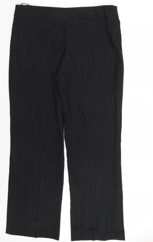 George Womens Black Striped Trousers Size 14 L30 in