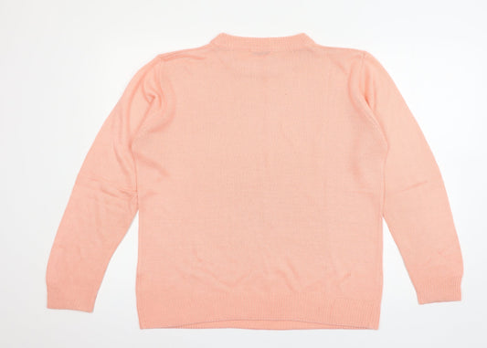 Damart Womens Orange Knit Pullover Jumper Size 12