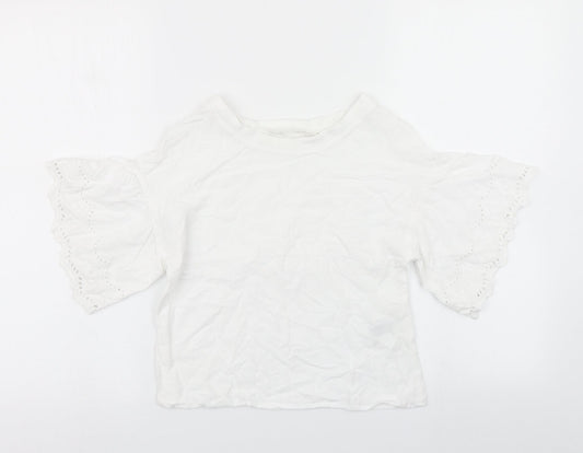 H&M Girls White Basic T-Shirt Size 11 Years