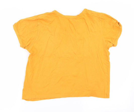 messy bun just chillin Girls Yellow Basic T-Shirt Size M