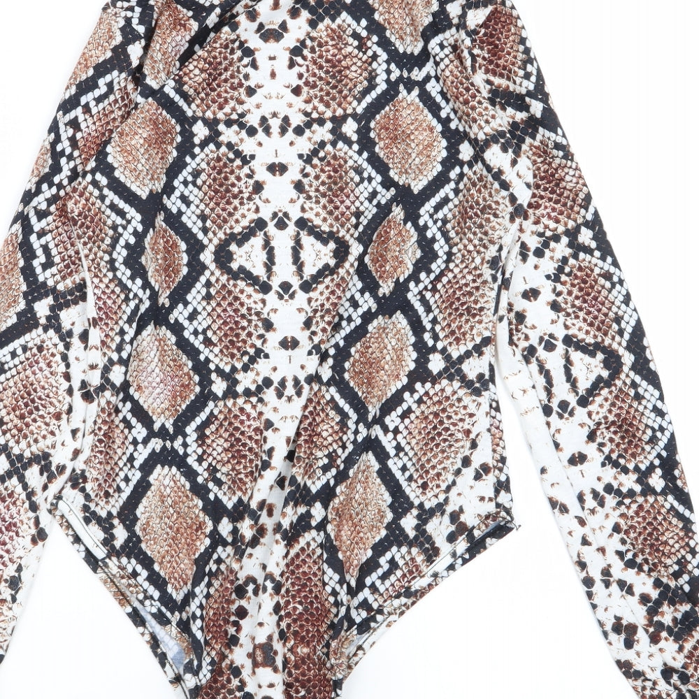 PLT Womens Multicoloured Geometric Bodysuit One-Piece Size 10