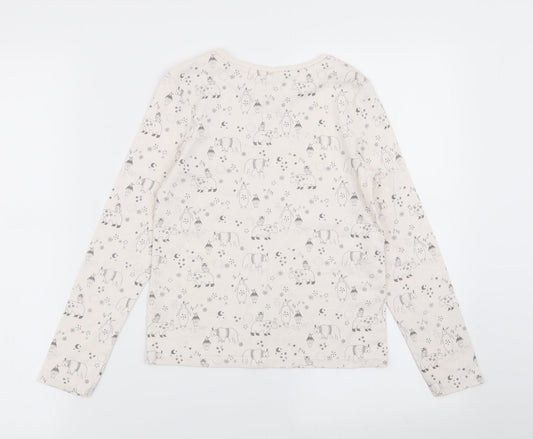 TU Girls Ivory Animal Print Basic T-Shirt Size 9 Years