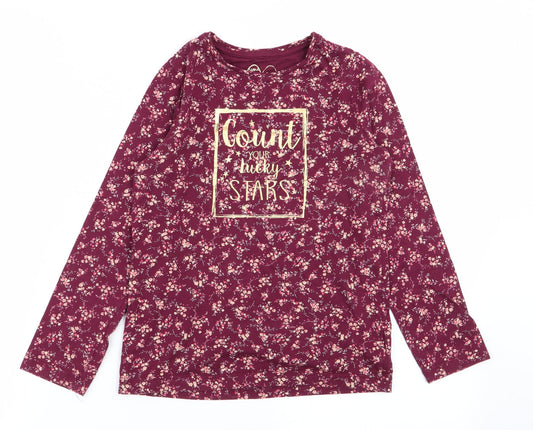 M Girls Red Floral Basic T-Shirt Size 8 Years