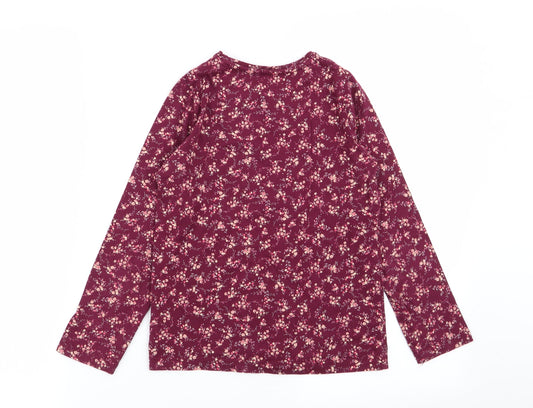 M Girls Red Floral Basic T-Shirt Size 8 Years