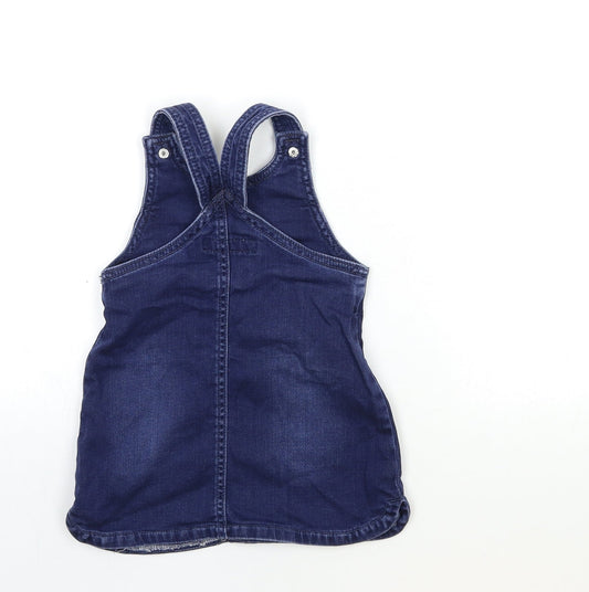 Maine Baby Blue Denim Pinafore/Dungaree Dress Size 9-12 Months