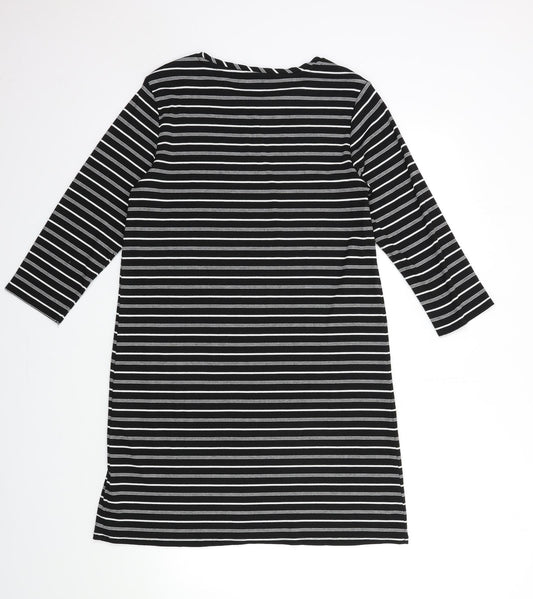 George Womens Black Striped Basic T-Shirt Size 12
