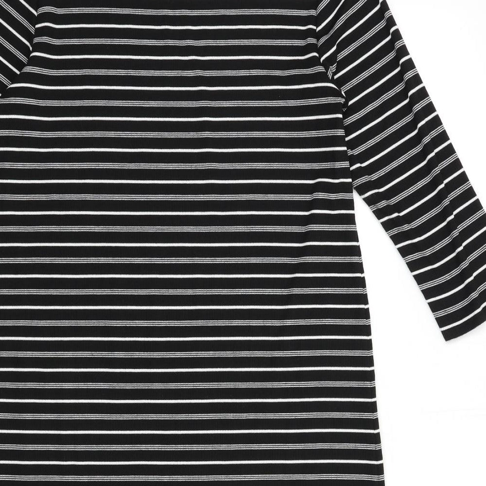 George Womens Black Striped Basic T-Shirt Size 12