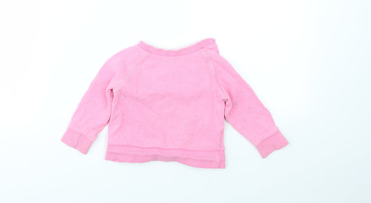 M Girls Pink Polka Dot Pullover Jumper Size 9-12 Months