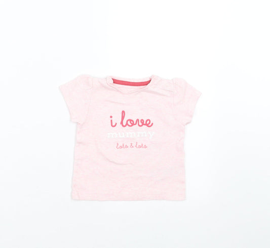 Marks and Spencer Girls Pink Basic T-Shirt Size 6-9 Months - I Love Mummy