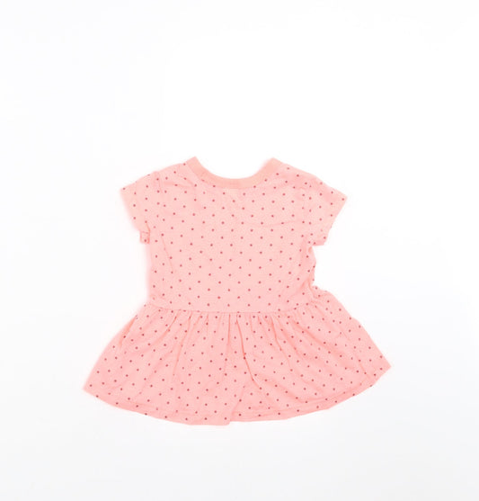 NEXT Girls Orange Geometric T-Shirt Dress Size 6-9 Months - Star Pattern