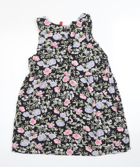H&M Womens Black Floral A-Line Size 8