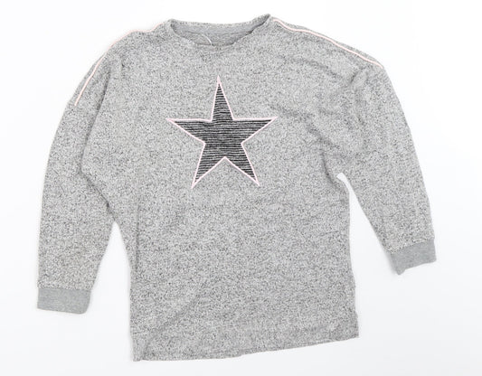 Nutmeg Girls Grey Pullover Jumper Size 9-10 Years