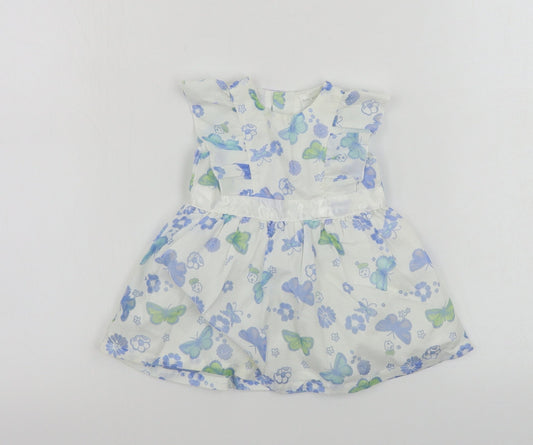 Baby Boutique Girls White Floral A-Line Size 0-3 Months