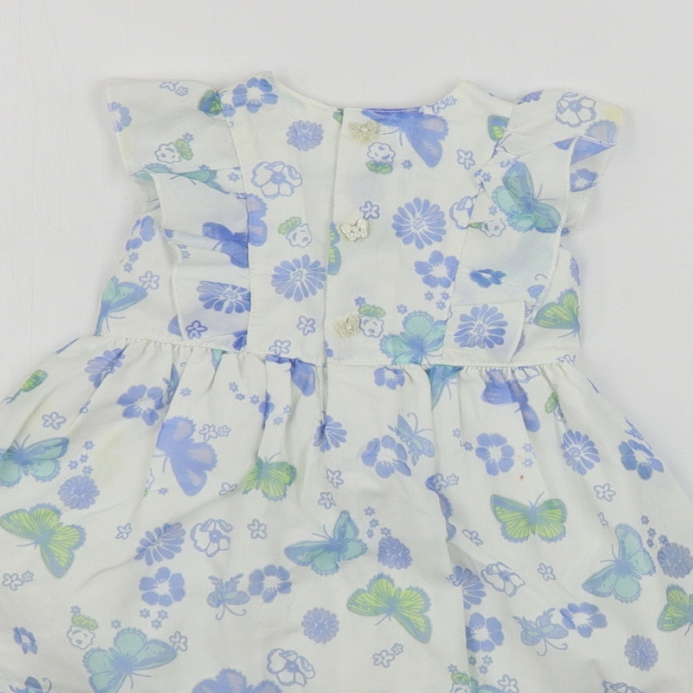 Baby Boutique Girls White Floral A-Line Size 0-3 Months