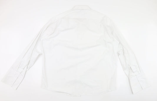 Mens UK Size 46 Marks and Spencer Silver Button-Up Long Sleeve Casual Shirt