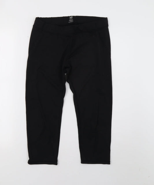 Womens UK Size 10 H&M Regular Fit Cropped Black Leggings