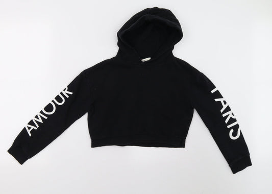 Miss Evie Girls Black Pullover Hoodie Size 10 Years
