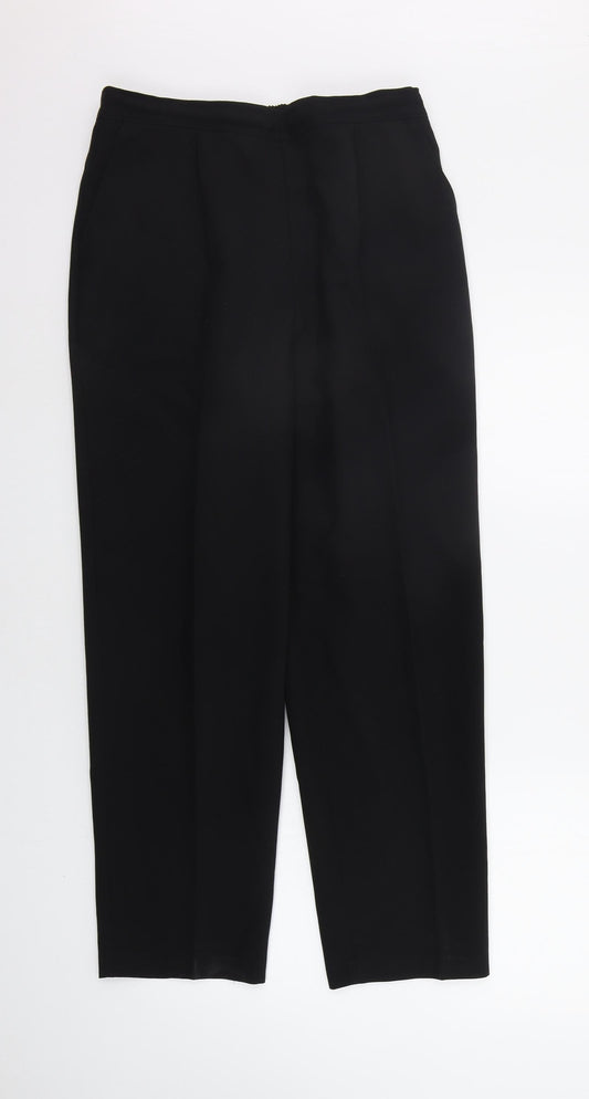 Womens UK Size 14 Classic Regular Fit Black Trousers