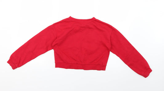 H&M Girls Red Geometric Pullover Jumper Size 9-10 Years