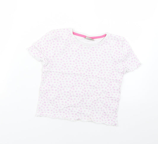 Matalan Girls Purple Floral Basic Blouse Size 8 Years
