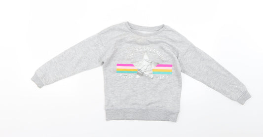 Primark Girls Grey Pullover Jumper Size 6-7 Years