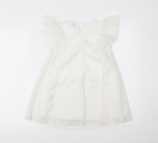 Little Kids Girls White Fit & Flare Size 5-6 Years